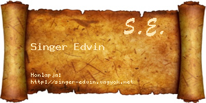 Singer Edvin névjegykártya